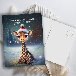 Cute Giraffe-jul Helg Vykort