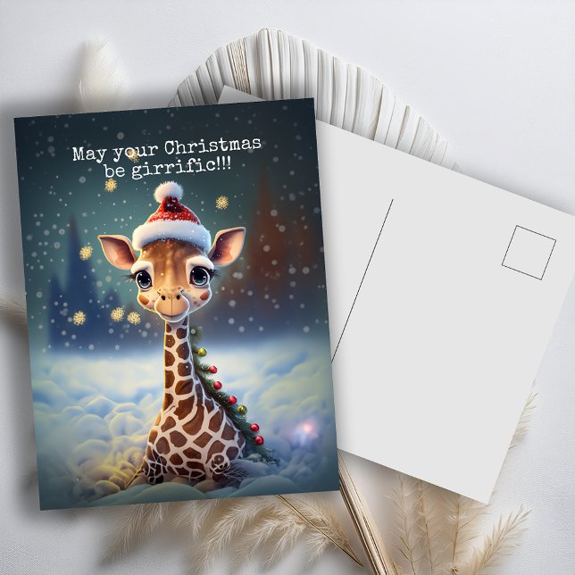 Cute Giraffe-jul Helg Vykort (Skapare uppladdad)