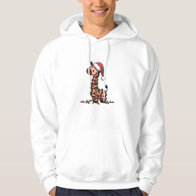 Cute Giraffe Julgran Giraffe Älskare Hoodie (Framsida)