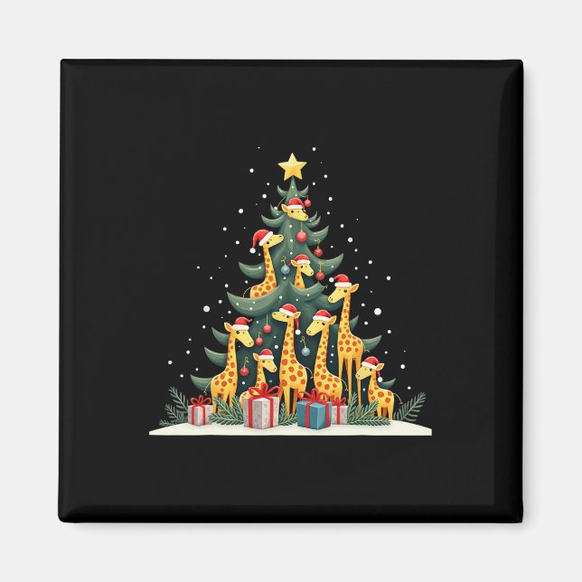 Cute Giraffe Julgran Giraffe Älskare Julafton Ho Magnet (Framsidan)