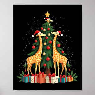 Cute Giraffe Julgran Giraffe Älskare Julafton Ho Poster