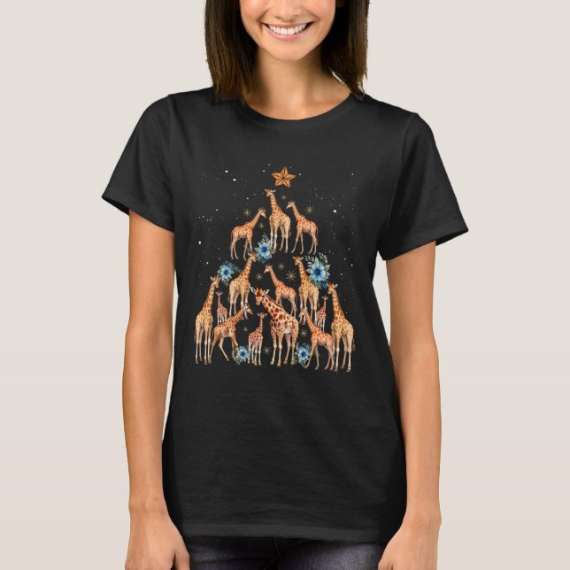 Cute Giraffe Julgran Giraffe Älskare Julafton Ho T Shirt (Framsida)