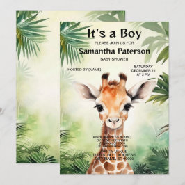 Cute Giraffe Jungle Baby Shower Party Beautiful Inbjudningar