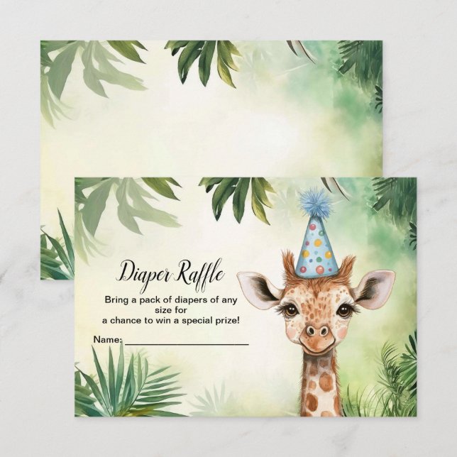Cute Giraffe Jungle Baby Shower Party Beautiful Tilläggskort (Fram/baksida)