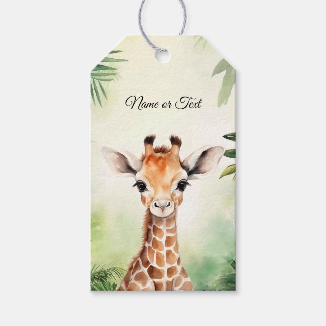 Cute Giraffe Jungle Baby Shower Party Bevalt Presentetikett (Framsidan)