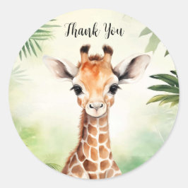 Cute Giraffe Jungle Baby Shower Party Bevalt Runt Klistermärke