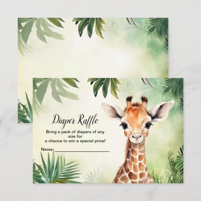 Cute Giraffe Jungle Baby Shower Party Bevalt Tilläggskort (Fram/baksida)