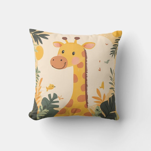 Cute Giraffe Jungle Exotic Safari Animal Kids Room Kudde (Framsida)