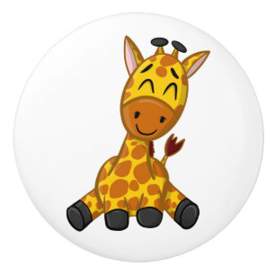 Cute Giraffe Jungle Tecknad Rainforest Nursery Knopp