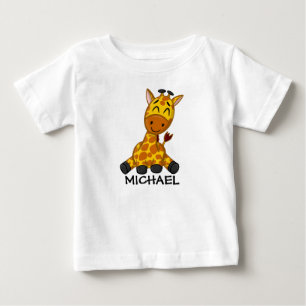 Cute Giraffe Jungle Tecknad Zoo Safari Namn T Shirt