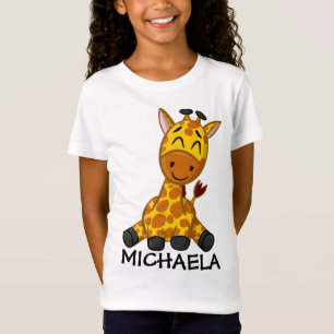 Cute Giraffe Jungle Tecknad Zoo Safari Namn T Shirt