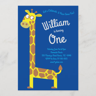 Cute Giraffe Kids 1:a födelsedagsinbjudan Inbjudningar
