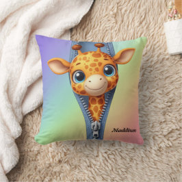 Cute Giraffe Kids Anpassade Namn Kudde