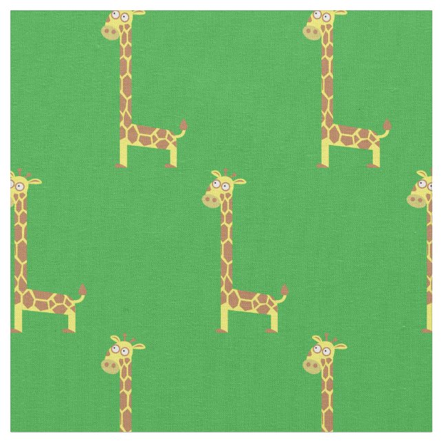 Cute Giraffe Kids Baby Nursery Grönt Tyg (Närbild)