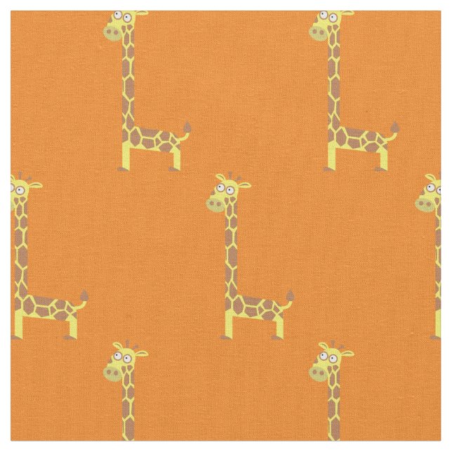 Cute Giraffe Kids Baby Nursery Orange Tyg (Närbild)
