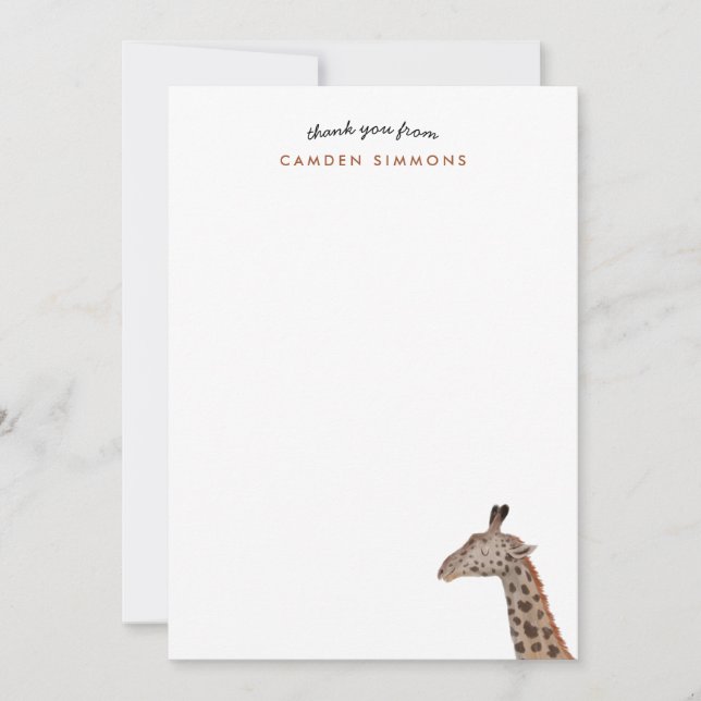Cute Giraffe Kids Stationary Tack Kort (Framsida)