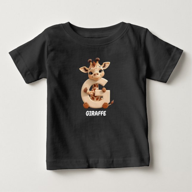 Cute Giraffe Letter G Kids T-Shirt | Animal Alphab (Framsida)