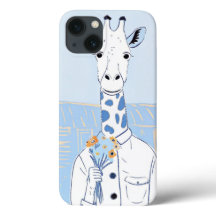 Cute giraffe light blue pop art