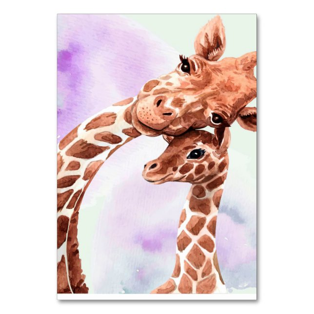 Cute Giraffe Mamma och Baby, gåva till dotter Bordsnummer (Framsidan)