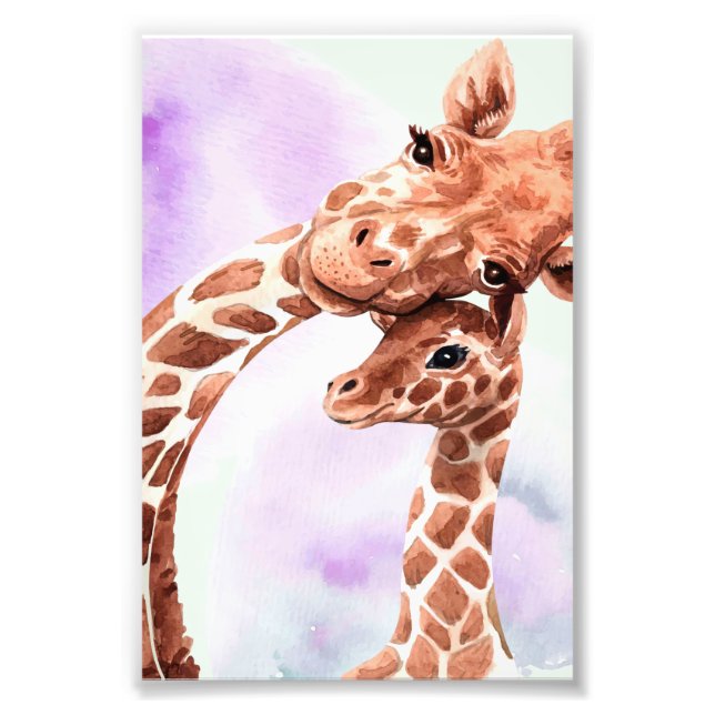 Cute Giraffe Mamma och Baby, gåva till dotter Fototryck (Framsidan)