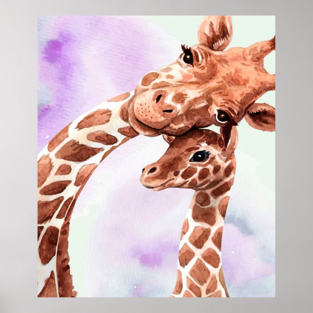 Cute Giraffe Mamma och Baby, gåva till dotter Poster (Framsidan)