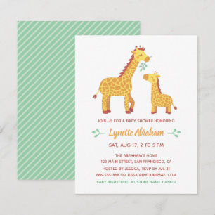 Cute Giraffe Mamma och Baby Shower Inbjudningar