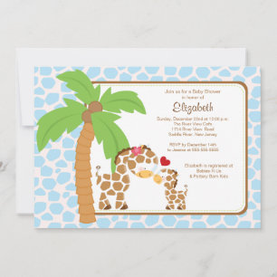 Cute Giraffe Mamma & Pojke Baby Shower Inbjudningar