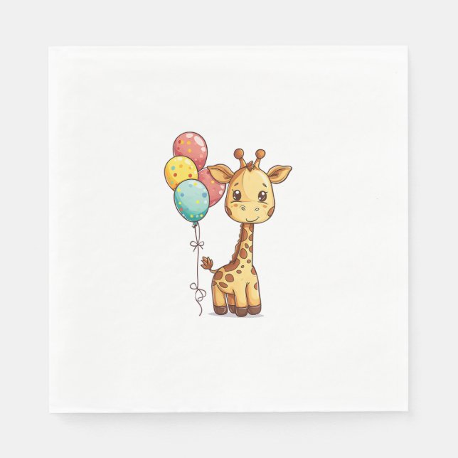 Cute Giraffe med ballonger Pappersservett (Framsidan)