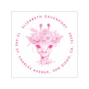 Cute Giraffe med Blommigt Krona Självfärgande Stämpel