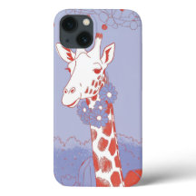 Cute giraffe med blommor, lilac pop art