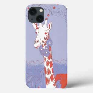 Cute giraffe med blommor, lilac pop art