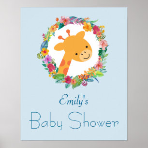 Cute Giraffe med en Blommigt för andningsbarn Poster