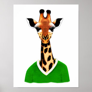 Cute Giraffe med en Grönt Sweater Print Poster