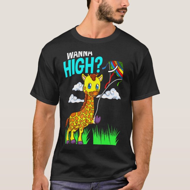 Cute Giraffe med flytande Kite För barn Giraffe T Shirt (Framsida)