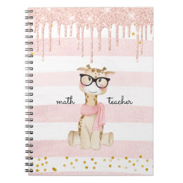 Cute Giraffe med Glass Math Teacher Anteckningsbok