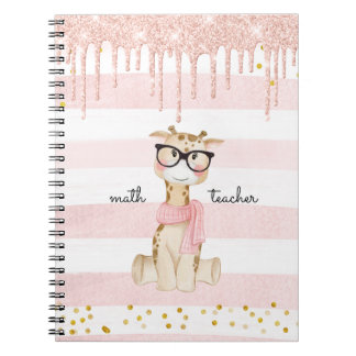 Cute Giraffe med Glass Math Teacher Anteckningsbok