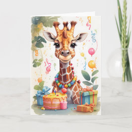 Cute giraffe med mycket presenter | Kort