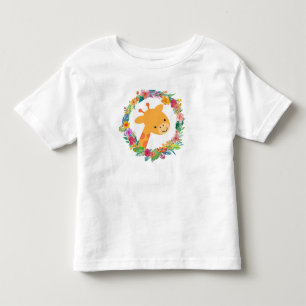 Cute Giraffe med vattenfärgad Blommigt Utandning T Shirt