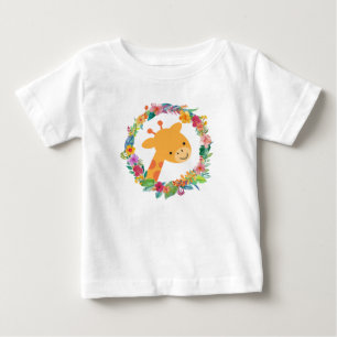 Cute Giraffe med vattenfärgad Blommigt Utandning T Shirt
