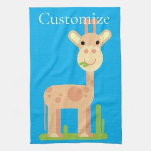 Cute Giraffe Munching Thunder_Cove Kökshandduk