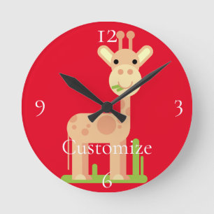 Cute Giraffe Munching Thunder_Cove Rund Klocka