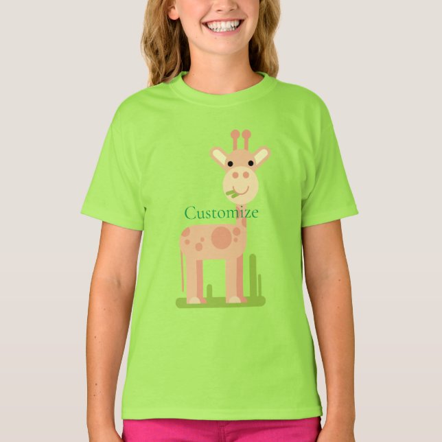 Cute Giraffe Munching Thunder_Cove T Shirt (Framsida)