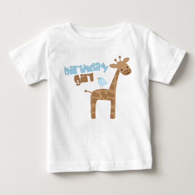 Cute Giraffe och Birthday T-shirt (Framsida)