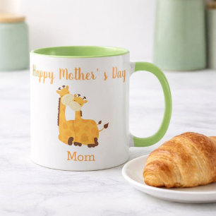 Cute Giraffe och Calf Mors dag Mugg