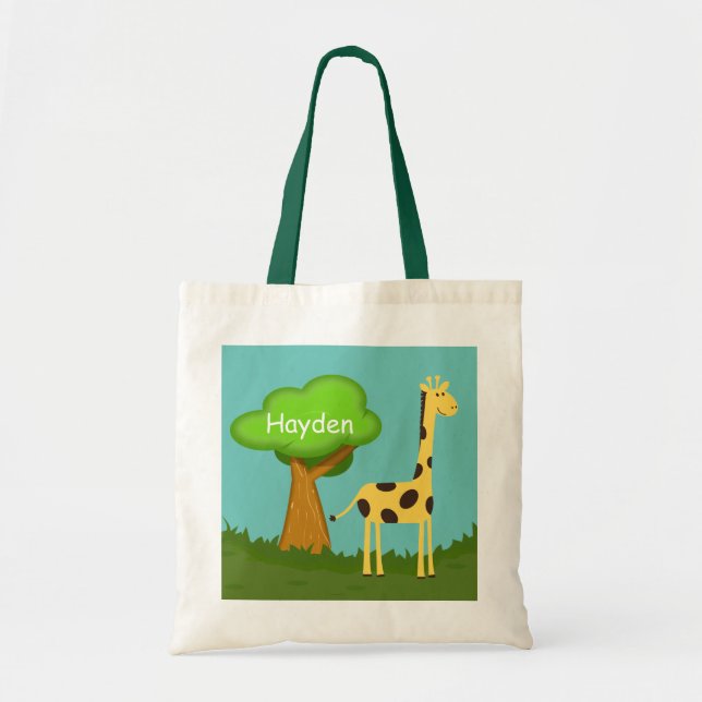 Cute Giraffe och Träd Art Personlig Tote Bag Tygkasse (Framsidan)