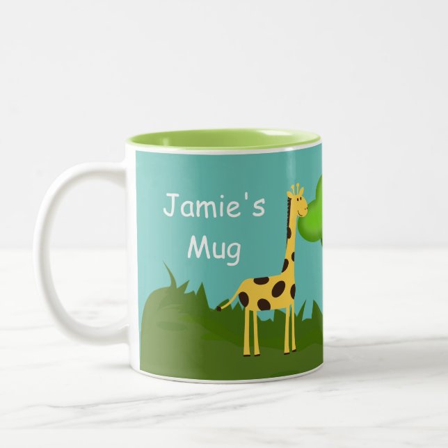 Cute Giraffe och Träd Personlig Coffee Mugg (Vänster)