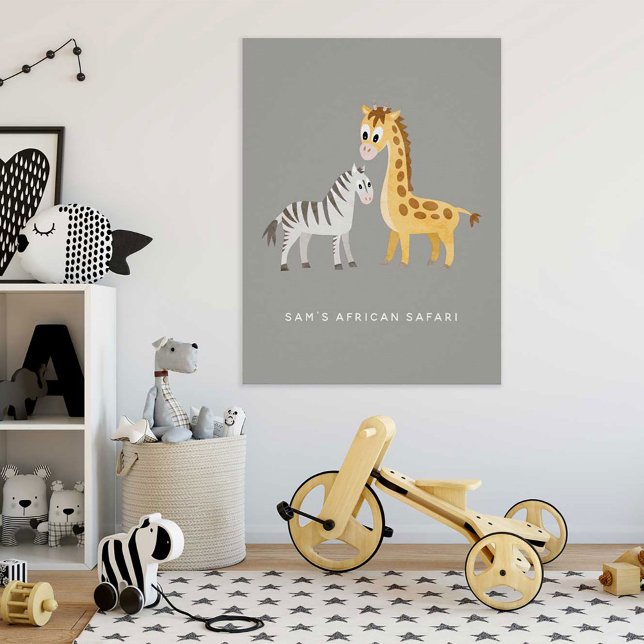 Cute Giraffe och Zebra Vild Animaliska Poster (Skapare uppladdad)