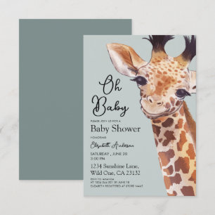 Cute Giraffe Oh Baby Baby Shower Inbjudningar