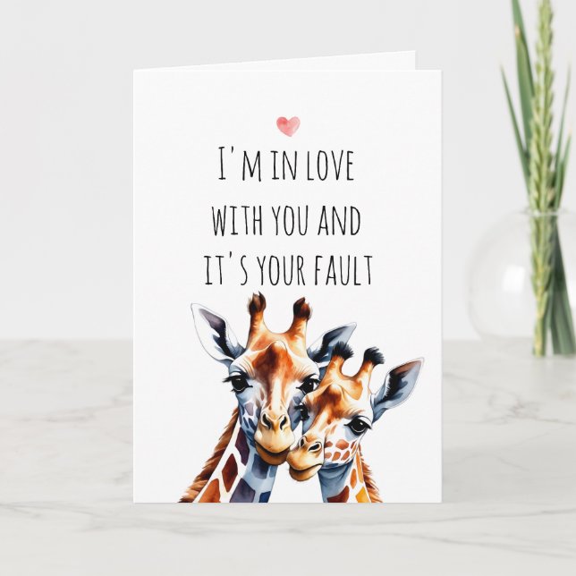 Cute Giraffe par jag är i Kärlek med dig Helgkort (Framsida)
