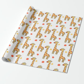 Cute Giraffe Pattern Yellow Cartoon Animal Print Presentpapper